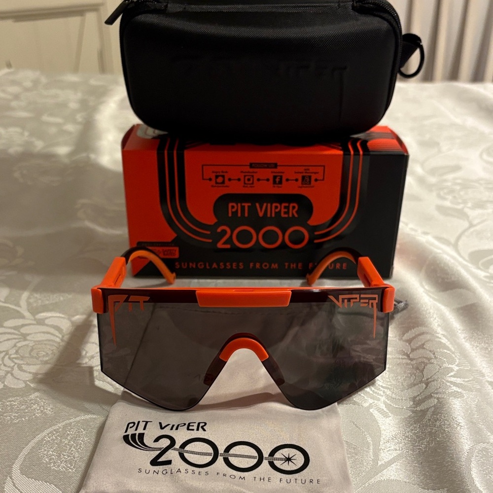 Pit Viper The Factory Team 2000 Sunglasses in Orange with Dark Smoke Lens Brand